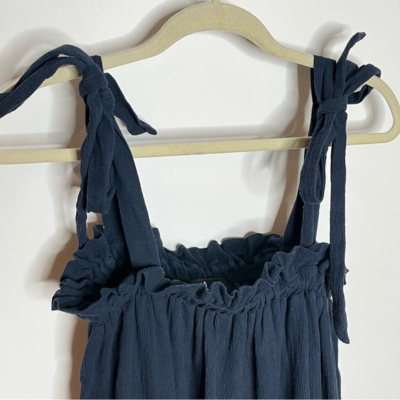 LULUS Swingin' It Navy Blue Tie-Strap Tiered Babydoll Dress Size Small - Picture 4 of 9